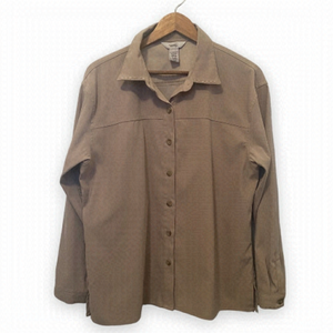 NORTHERN Reflections Top Shacket Button Up Neutral Minimalist Blouse Tan Collar
